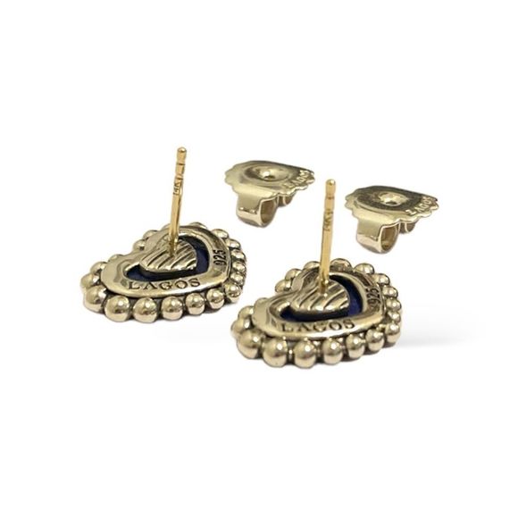 LAGOS Lapis Lazuli Maya Heart Stud Earrings - Picture 6 of 7